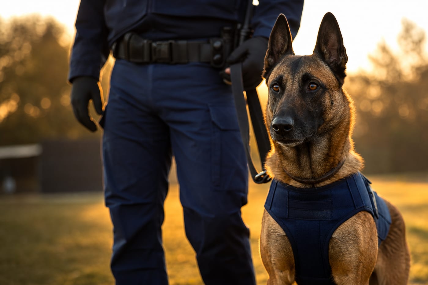 A service dog team working together in public